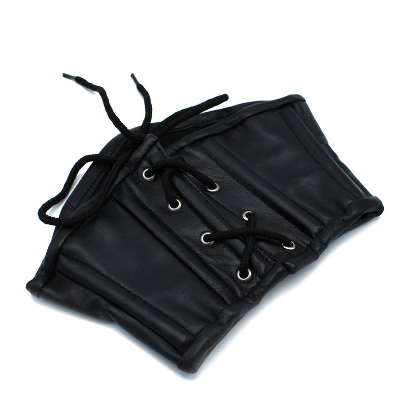 Kiotos - Zwart Lederen Lace-Up Corset Collar-Erotiekvoordeel.nl