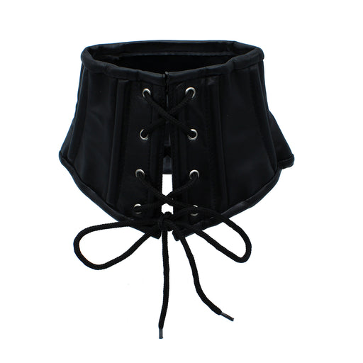 Kiotos - Zwart Lederen Lace-Up Corset Collar-Erotiekvoordeel.nl