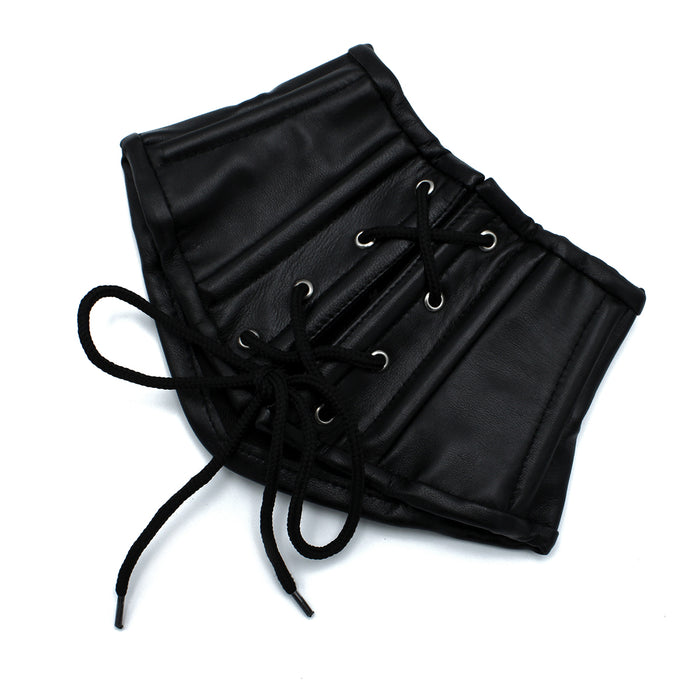 Kiotos - Zwart Lederen Lace-Up Corset Collar-Erotiekvoordeel.nl