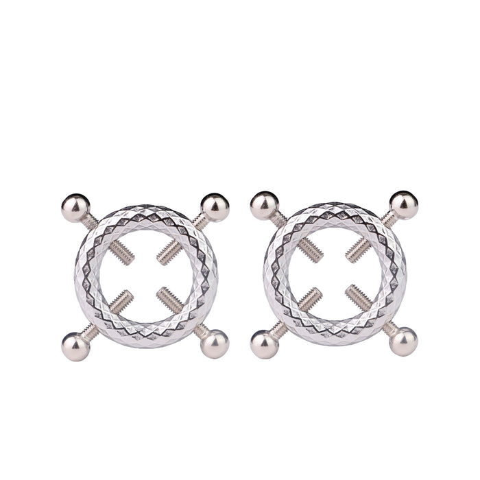 Kiotos - Leren Open BH met Ronde Verstelbare Tepelklemmen met Belletjes-Erotiekvoordeel.nl