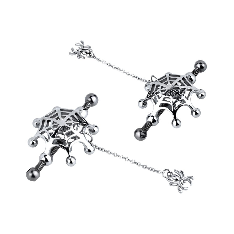 Kiotos - Spiderweb met hangende Spin - Tepelklemmen met ketting-Erotiekvoordeel.nl