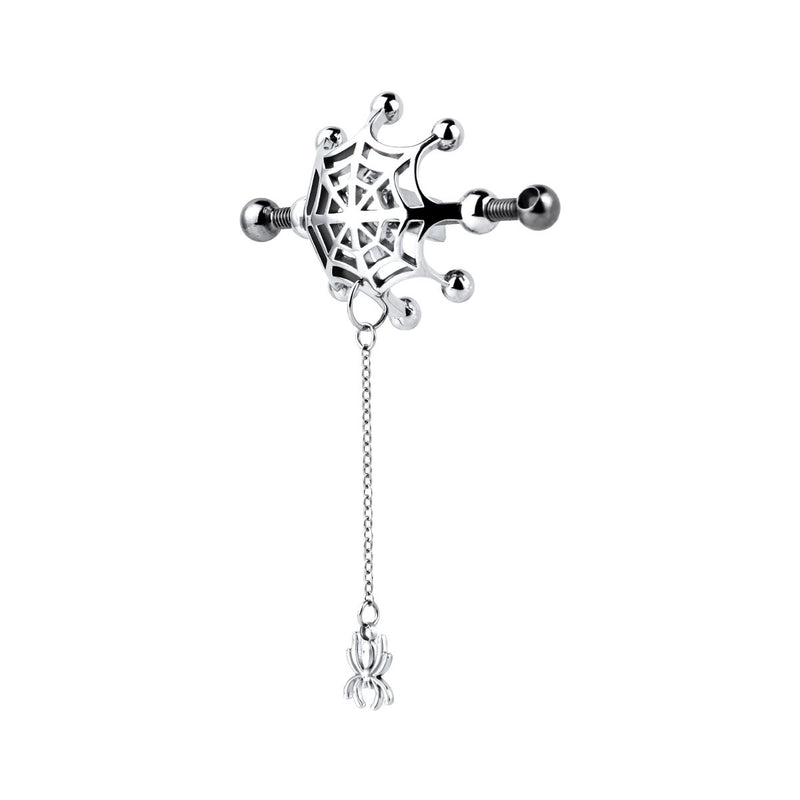 Kiotos - Spiderweb met hangende Spin - Tepelklemmen met ketting-Erotiekvoordeel.nl