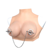 Kiotos - Flaming Skull - Tepelklemmen met ketting-Erotiekvoordeel.nl