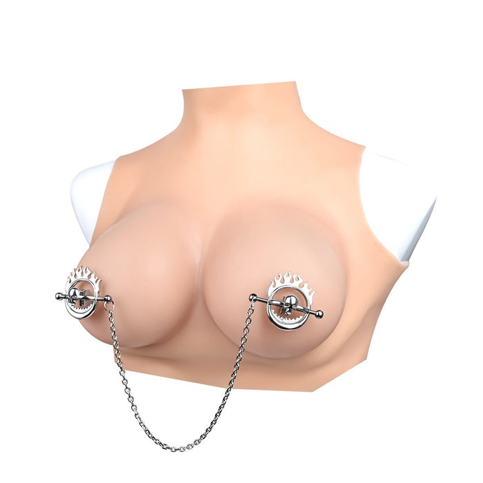 Kiotos - Flaming Skull - Tepelklemmen met ketting-Erotiekvoordeel.nl