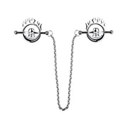 Kiotos - Flaming Skull - Tepelklemmen met ketting-Erotiekvoordeel.nl