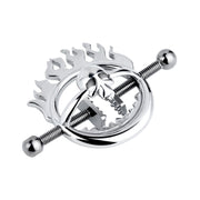 Kiotos - Flaming Skull - Tepelklemmen met ketting-Erotiekvoordeel.nl