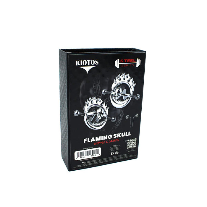 Kiotos - Flaming Skull - Tepelklemmen met ketting-Erotiekvoordeel.nl