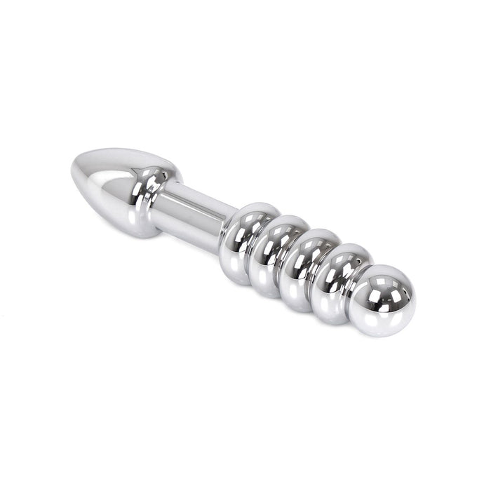 Kiotos - Zware Metalen Dildo Met Ribbels En Plug 19 x 3,5 cm - aan beide Kanten te gebruiken-Erotiekvoordeel.nl