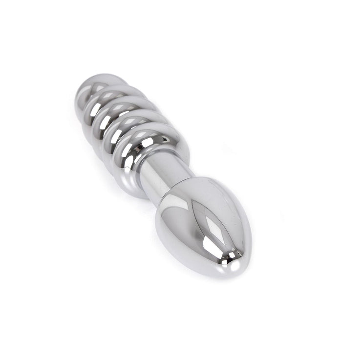 Kiotos - Zware Metalen Dildo Met Ribbels En Plug 19 x 3,5 cm - aan beide Kanten te gebruiken-Erotiekvoordeel.nl