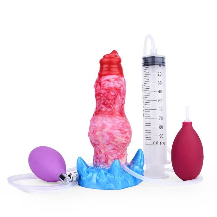 Kiotos Monstar - Blow Cum Cock - Opblaasbare Spuitende Dildo - Rood/Roze/Blauw-Erotiekvoordeel.nl