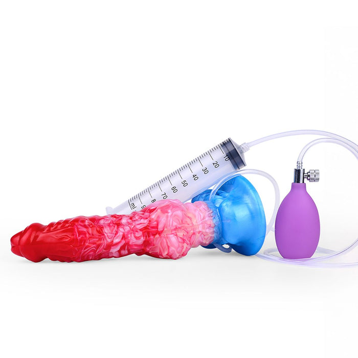 Kiotos Monstar - Big Squirt Cock - Opblaasbare Spuitende Dildo - Rood/Roze/Blauw-Erotiekvoordeel.nl