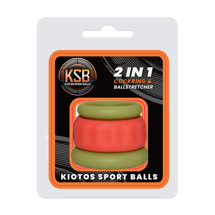 Kiotos - 2 in 1 Siliconen Cockring & Ball Stretcher - Rood/Groen-Erotiekvoordeel.nl
