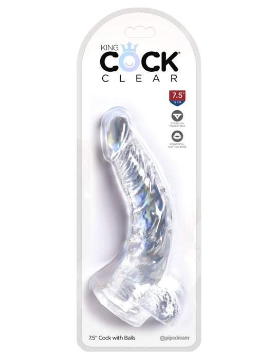 Pipedream - King Cock - Dildo met Balzak - 19 cm - Transparant-Erotiekvoordeel.nl