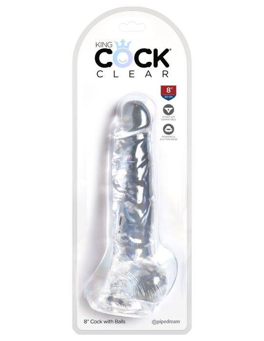 Pipedream - King Cock - Dildo met Balzak - 20,5 cm - Transparant-Erotiekvoordeel.nl