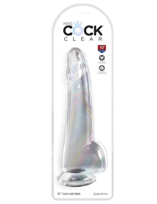 Pipedream - King Cock - Dildo met Balzak - 25,5 cm - Transparant-Erotiekvoordeel.nl