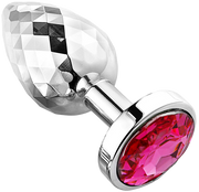 PLGZ - Diamond Facets Anaal Plug - Zilver met Roze Siersteen-Erotiekvoordeel.nl