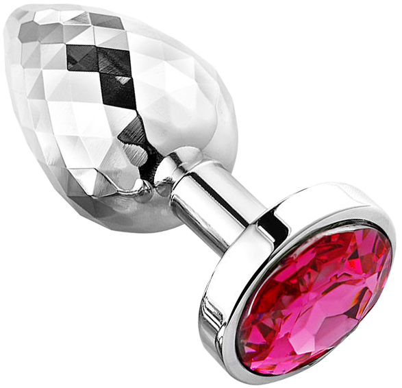 PLGZ - Diamond Facets Anaal Plug - Zilver met Roze Siersteen-Erotiekvoordeel.nl