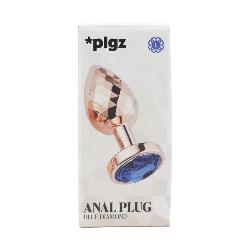 PLGZ - Diamond Facets Metalen Buttplug - Rosé Goud - Blauwe Siersteen - Verkrijgbaar in 3 maten-Erotiekvoordeel.nl