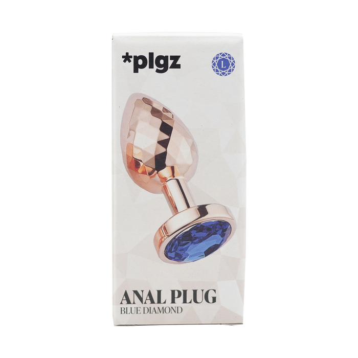 PLGZ - Diamond Facets Metalen Buttplug - Rosé Goud - Blauwe Siersteen - Verkrijgbaar in 3 maten-Erotiekvoordeel.nl