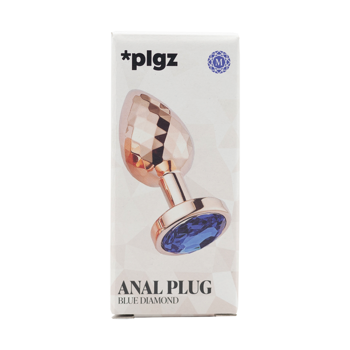 PLGZ - Diamond Facets Anaal Plug - Rosé Goud met Blauwe Siersteen-Erotiekvoordeel.nl