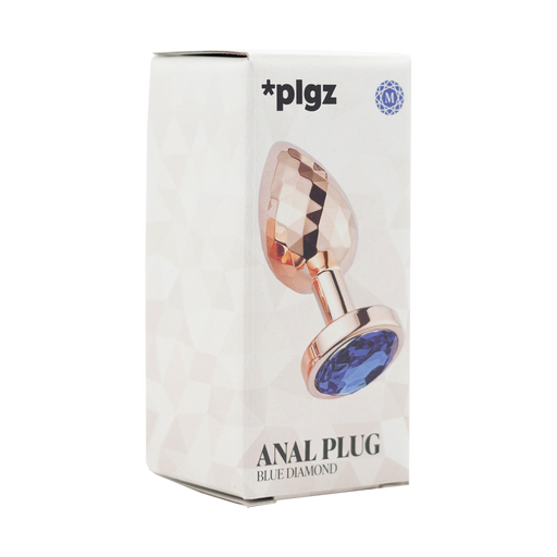 PLGZ - Diamond Facets Anaal Plug - Rosé Goud met Blauwe Siersteen-Erotiekvoordeel.nl