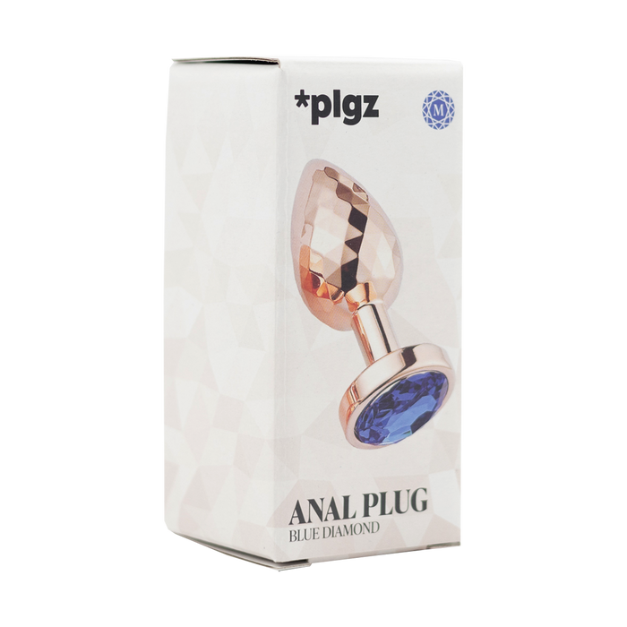 PLGZ - Diamond Facets Anaal Plug - Rosé Goud met Blauwe Siersteen-Erotiekvoordeel.nl