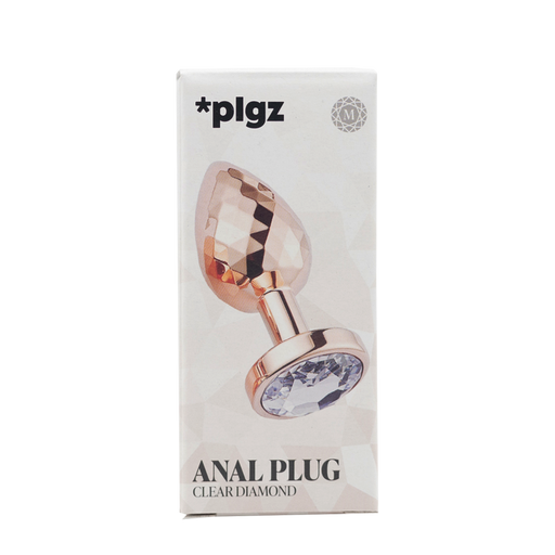 PLGZ - Diamond Facets Anaal Plug - Rosé Goud met Transparante Siersteen-Erotiekvoordeel.nl