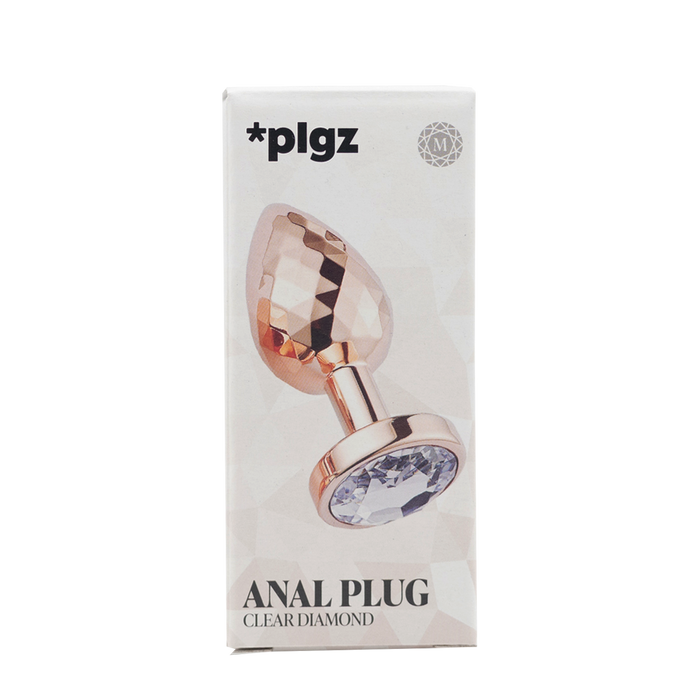 PLGZ - Diamond Facets Anaal Plug - Rosé Goud met Transparante Siersteen-Erotiekvoordeel.nl