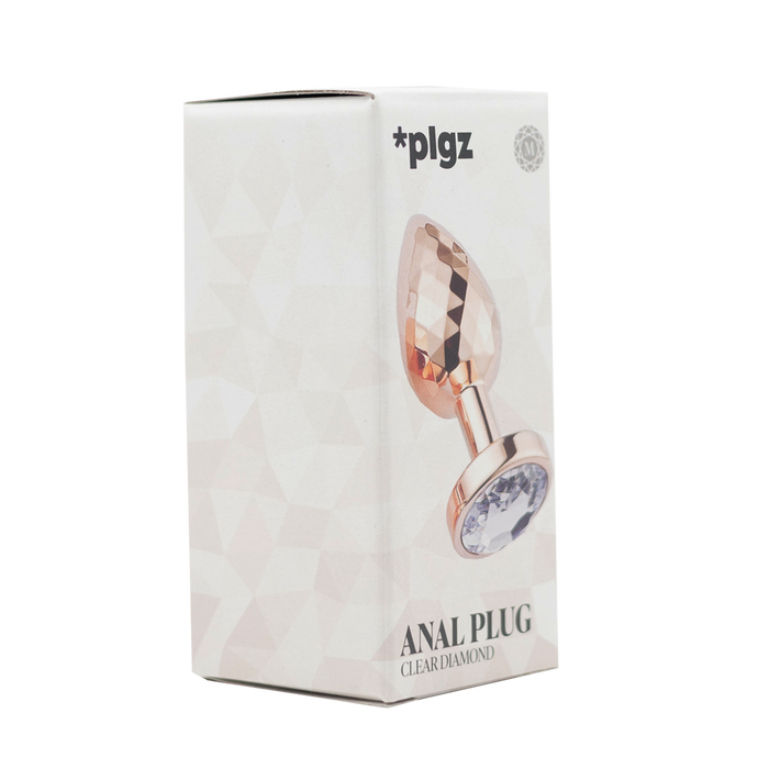 PLGZ - Diamond Facets Anaal Plug - Rosé Goud met Transparante Siersteen-Erotiekvoordeel.nl