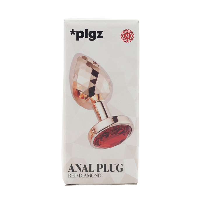 PLGZ - Diamond Facets Anaal Plug - Rosé Goud met Rode Siersteen-Erotiekvoordeel.nl