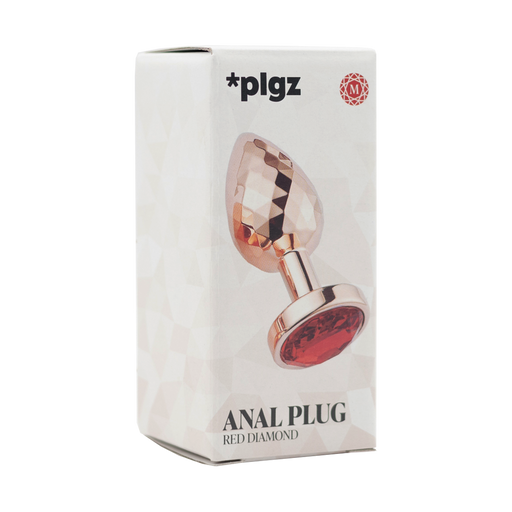 PLGZ - Diamond Facets Anaal Plug - Rosé Goud met Rode Siersteen-Erotiekvoordeel.nl