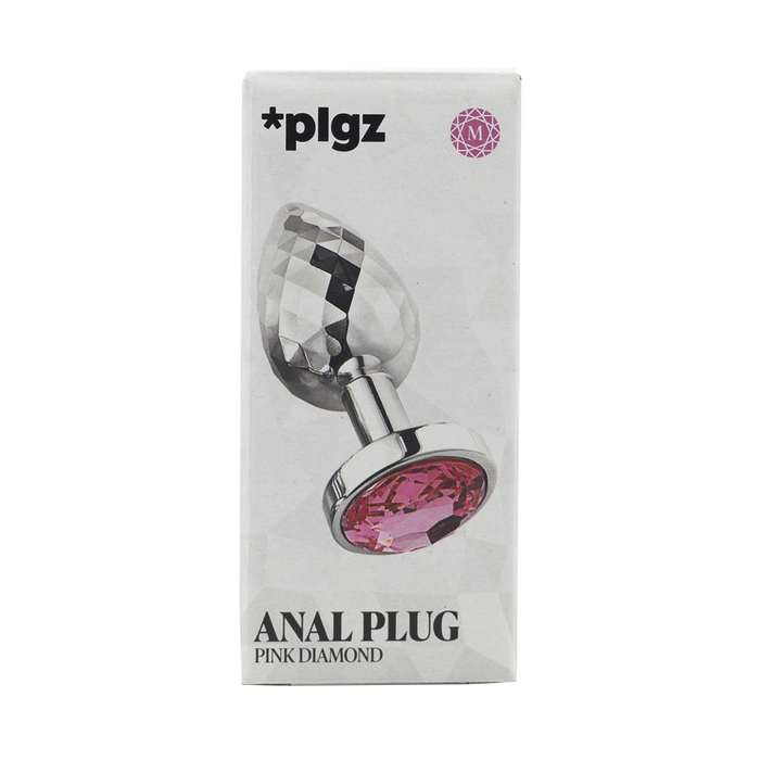 PLGZ - Diamond Facets Anaal Plug - Zilver met Roze Siersteen-Erotiekvoordeel.nl