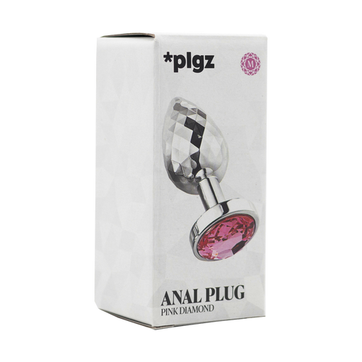 PLGZ - Diamond Facets Anaal Plug - Zilver met Roze Siersteen-Erotiekvoordeel.nl