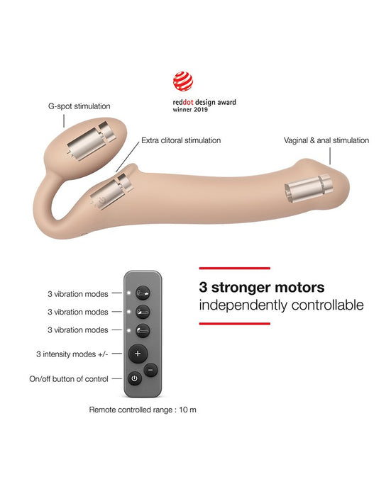 Strap-On-Me - Vibrerende Strapless Strapon - Voorbinddildo Met 3 motoren - Lichte Huidskleur-Erotiekvoordeel.nl