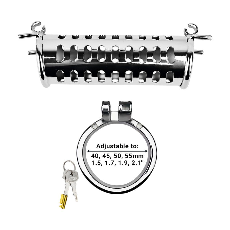 Kiotos - Twin Cock Cage - Dubbele Kuisheidskooi - RVS-Erotiekvoordeel.nl