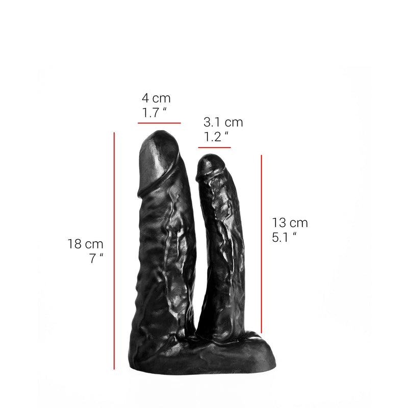 515 line - Dubbele Dildo - 18 & 13 cm - Zwart-Erotiekvoordeel.nl