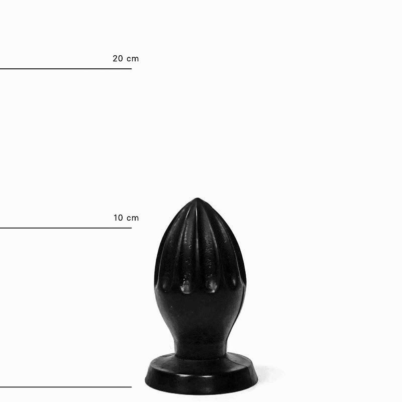 All Black - Buttplug Met Groeven - 12 x 5 cm - Zwart-Erotiekvoordeel.nl