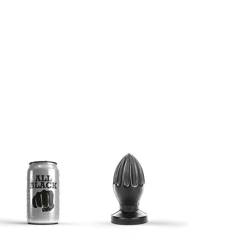 All Black - Buttplug Met Groeven - 12 x 5 cm - Zwart-Erotiekvoordeel.nl