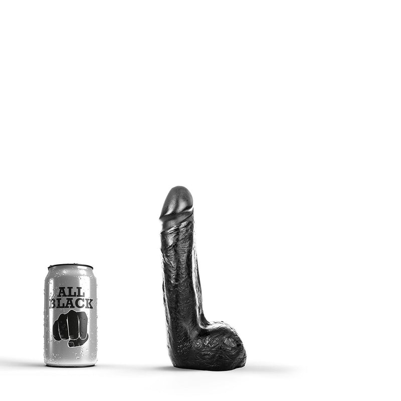 All Black - Dildo con scroto - 20 x 4,5 cm - Nero-Erotiekvoordeel.nl