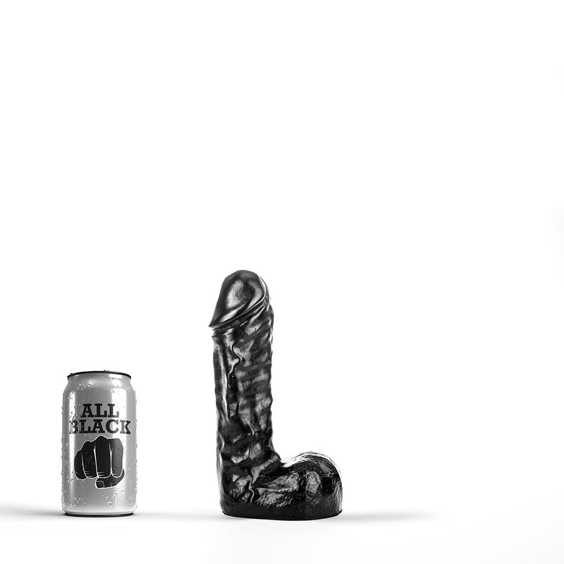 All Black - Klassieke Dildo - 19 x 4,8 cm - Zwart-Erotiekvoordeel.nl