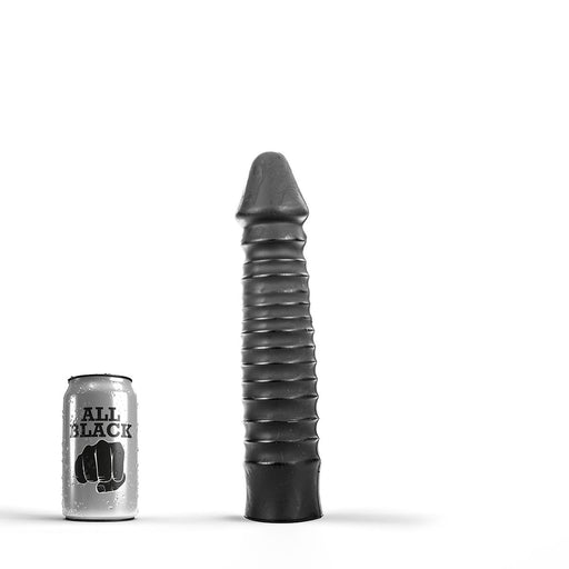 All Black - Zwarte grote dildo Met geribbelde schacht 26 x 5 cm-Erotiekvoordeel.nl