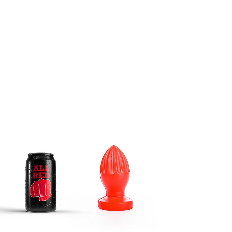 All Red - Buttplug Met Groeven - 12 x 5 cm - Rood-Erotiekvoordeel.nl