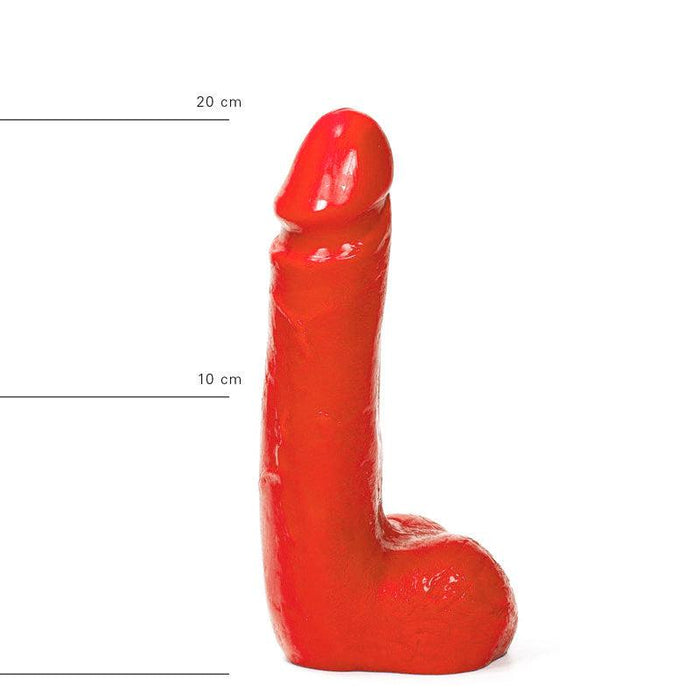 All Red - Dildo Met Balzak 20 x 4,5 cm - Rood-Erotiekvoordeel.nl