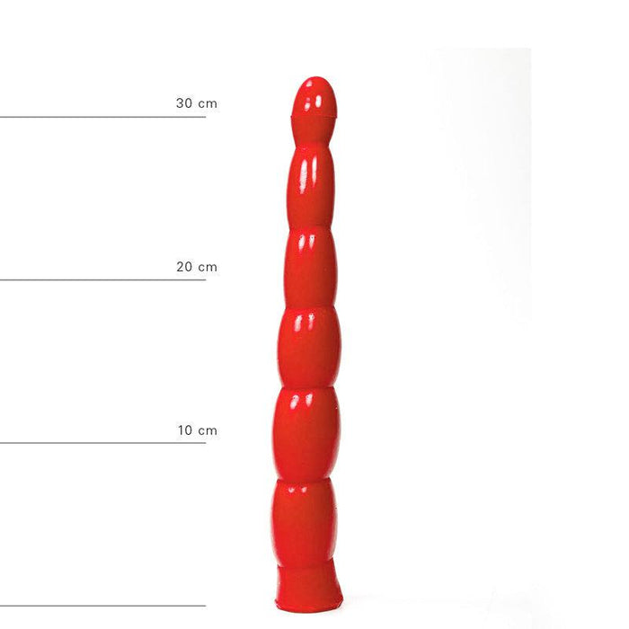 All Red - Geribbelde Anaal Dildo 32 x 4,5 cm - Rood-Erotiekvoordeel.nl