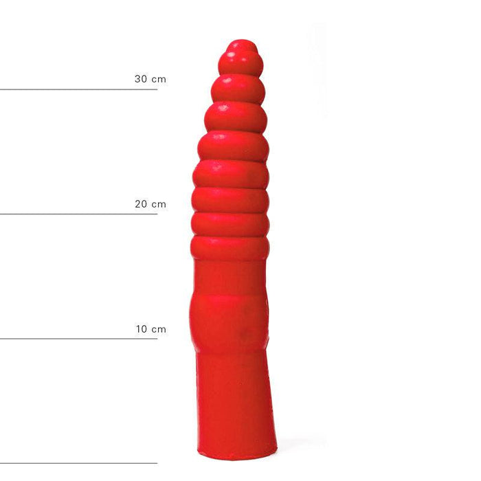 All Red - Geribbelde Anaal Dildo 33 x 6 cm - Rood-Erotiekvoordeel.nl