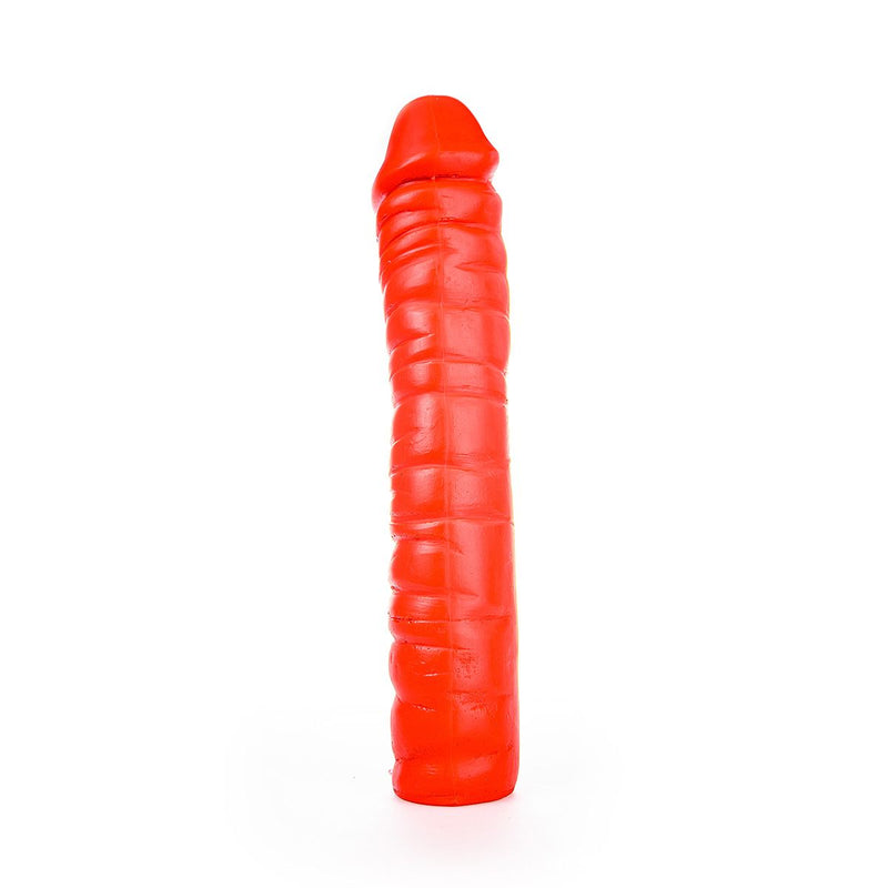 All Red - Geribbelde Dildo - 38 x 8,5 cm - Rood-Erotiekvoordeel.nl