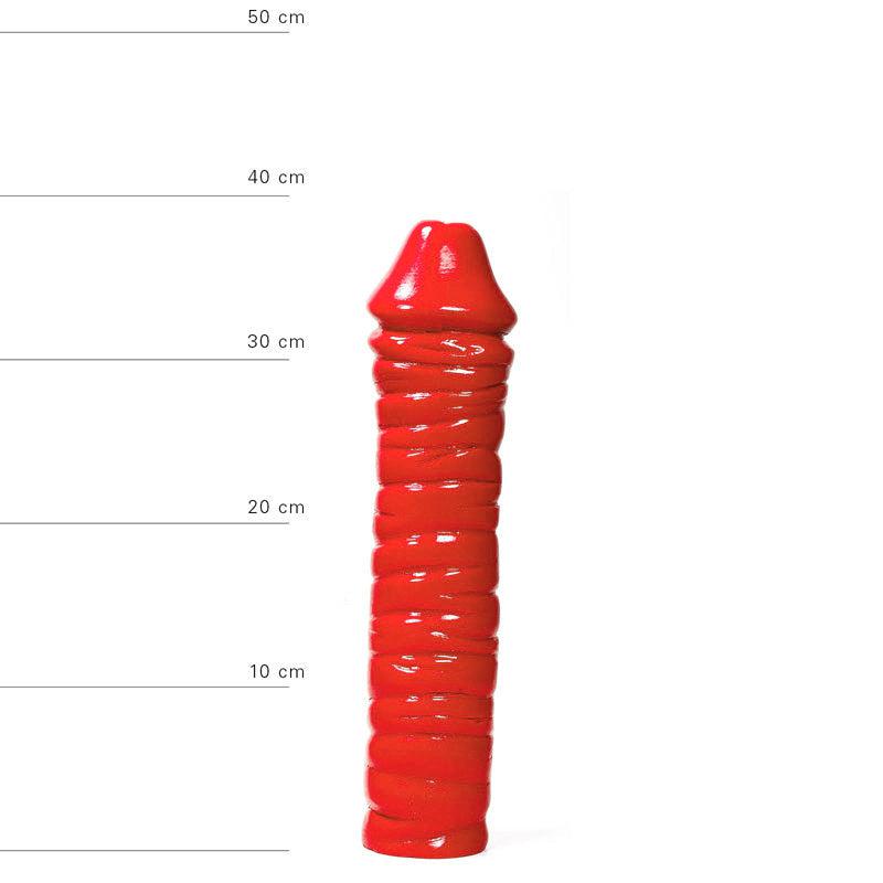 All Red - Geribbelde Dildo - 38 x 8,5 cm - Rood-Erotiekvoordeel.nl