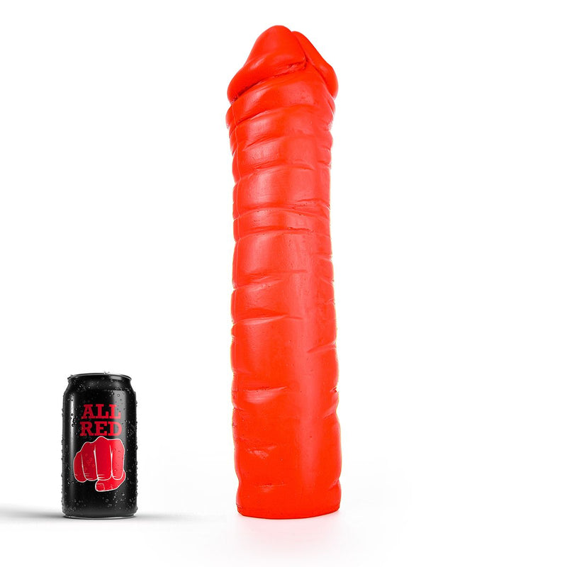 All Red - Geribbelde Dildo - 38 x 8,5 cm - Rood-Erotiekvoordeel.nl