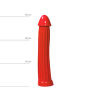 All Red - dildo XXL z żebrowaniem - 31 x 5,5 cm - Rood-Erotiekvoordeel.nl