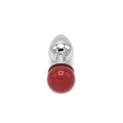 Kiotos - Aluminium Buttplug Met Glinsterende Ronde Siersteen - Rood-Erotiekvoordeel.nl